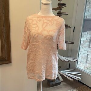 ZARA Lace Sheer Textured Top